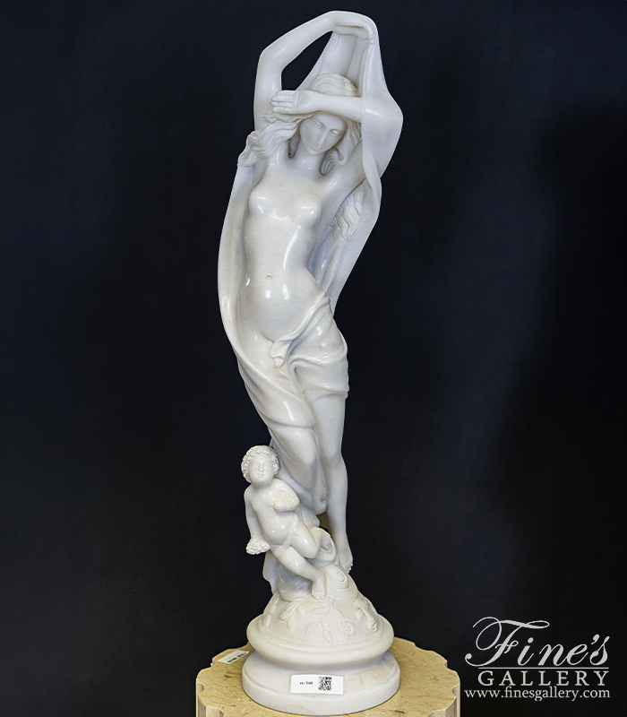 Marble Statues  - A Pair Of Statues In Polished Statuary Marble - MS-1560